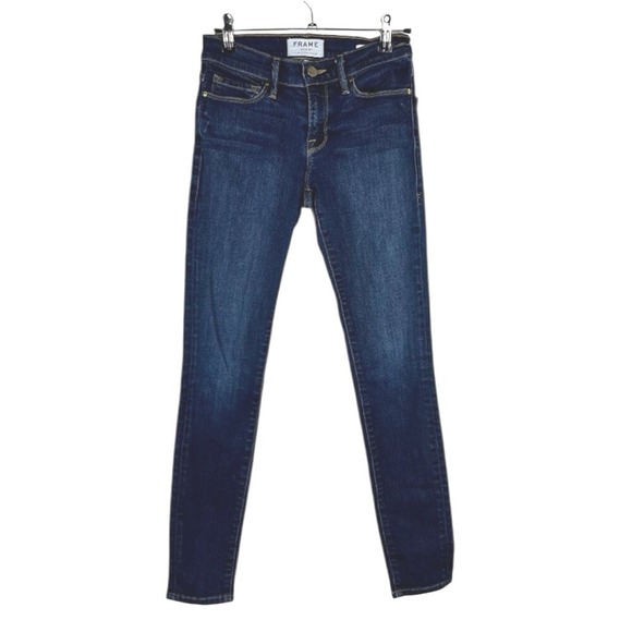 FRAME Le Skinny de Jeanne Jeans Size 26 Mid-Rise Stretch Skinny Denim Dark Wash - Picture 1 of 14